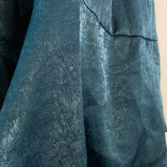 Lulus Wrapped Up In Love Emerald Green Satin Faux Wrap Dress Womens S - Picture 12 of 15